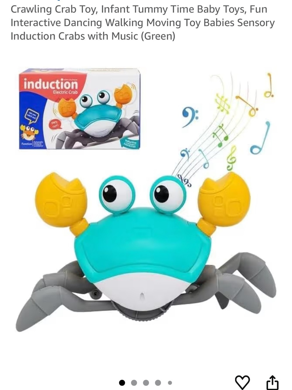 Interactive Crawling Crab Toy - Green & Yellow Musical Baby Toy